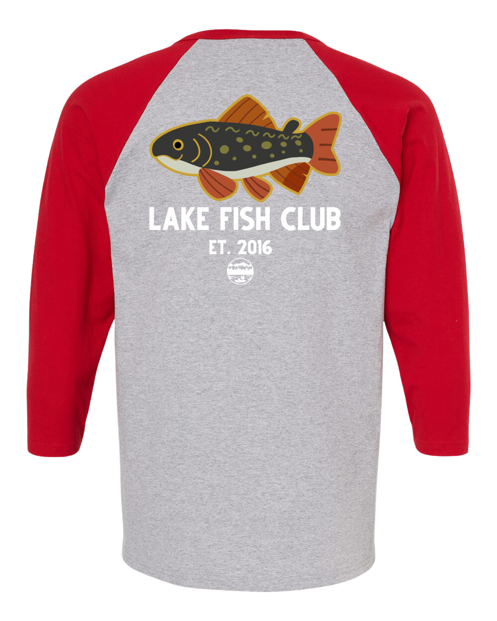Lake Fish Club M&O Raglan Baseball 3/4 Shirt Grey/Red