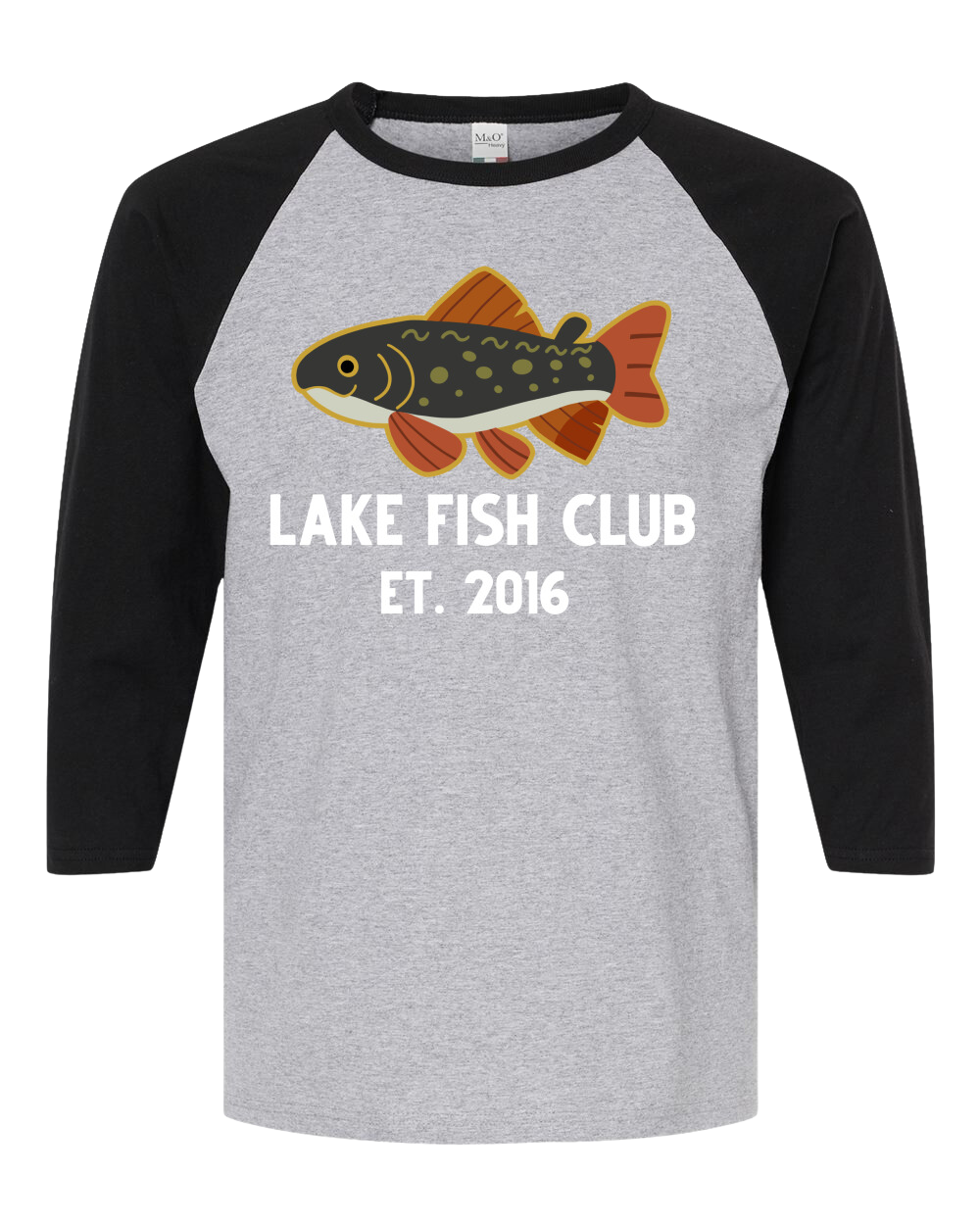 Lake Fish Club M&O Raglan Baseball 3/4 Shirt Grey/Black