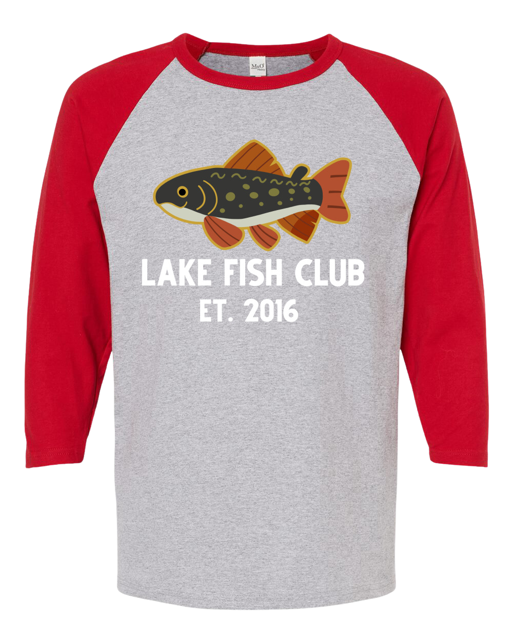 Lake Fish Club M&O Raglan Baseball 3/4 Shirt Grey/Red